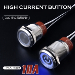 10a high current 22mm ring led press switch button with wire